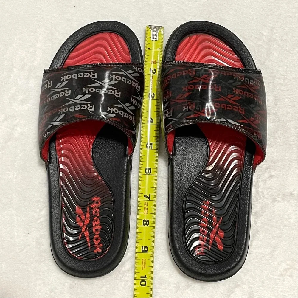 Reebok Slides Sandals Sport Athletic Holographic Black‎ Red Men's Size 5